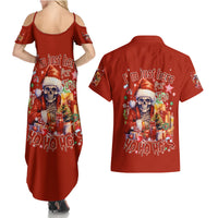 Skeleton Santa Claus Couples Matching Summer Maxi Dress and Hawaiian Shirt I'm Just Here For The Ho Ho Ho - Wonder Print Shop