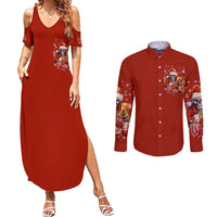 Skeleton Santa Claus Couples Matching Summer Maxi Dress and Long Sleeve Button Shirt I'm Just Here For The Ho Ho Ho - Wonder Print Shop