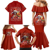 Skeleton Santa Claus Family Matching Mermaid Dress and Hawaiian Shirt I'm Just Here For The Ho Ho Ho - Wonder Print Shop