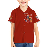 Skeleton Santa Claus Kid Hawaiian Shirt I'm Just Here For The Ho Ho Ho - Wonder Print Shop