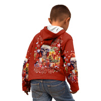 Skeleton Santa Claus Kid Hoodie I'm Just Here For The Ho Ho Ho - Wonder Print Shop