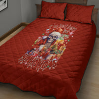 Skeleton Santa Claus Quilt Bed Set I'm Just Here For The Ho Ho Ho - Wonder Print Shop