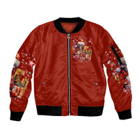 Skeleton Santa Claus Sleeve Zip Bomber Jacket I'm Just Here For The Ho Ho Ho - Wonder Print Shop