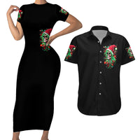 Skull Santa Girl Couples Matching Short Sleeve Bodycon Dress and Hawaiian Shirt Is This Jolly Enough - Wonder Print Shop