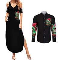 Skull Santa Girl Couples Matching Summer Maxi Dress and Long Sleeve Button Shirt Is This Jolly Enough - Wonder Print Shop