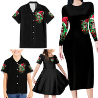 Skull Santa Girl Family Matching Long Sleeve Bodycon Dress and Hawaiian Shirt Is This Jolly Enough - Wonder Print Shop