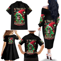 Skull Santa Girl Family Matching Off Shoulder Long Sleeve Dress and Hawaiian Shirt Is This Jolly Enough - Wonder Print Shop