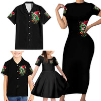 Skull Santa Girl Family Matching Short Sleeve Bodycon Dress and Hawaiian Shirt Is This Jolly Enough - Wonder Print Shop