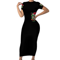 Skull Santa Girl Short Sleeve Bodycon Dress Is This Jolly Enough - Wonder Print Shop