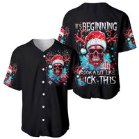 Skull Santa Claus Baseball Jersey It's Beginning To Look A Lot Like Fuck This - Wonder Print Shop