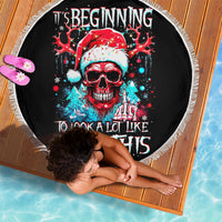 Skull Santa Claus Beach Blanket It's Beginning To Look A Lot Like Fuck This - Wonder Print Shop