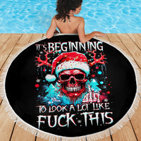 Skull Santa Claus Beach Blanket It's Beginning To Look A Lot Like Fuck This - Wonder Print Shop
