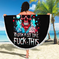 Skull Santa Claus Beach Blanket It's Beginning To Look A Lot Like Fuck This - Wonder Print Shop