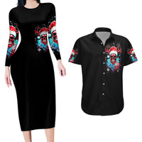 Skull Santa Claus Couples Matching Long Sleeve Bodycon Dress and Hawaiian Shirt It's Beginning To Look A Lot Like Fuck This - Wonder Print Shop
