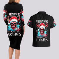 Skull Santa Claus Couples Matching Long Sleeve Bodycon Dress and Hawaiian Shirt It's Beginning To Look A Lot Like Fuck This - Wonder Print Shop