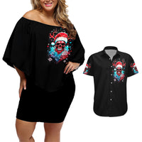 Skull Santa Claus Couples Matching Off Shoulder Short Dress and Hawaiian Shirt It's Beginning To Look A Lot Like Fuck This - Wonder Print Shop