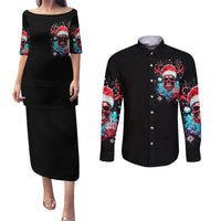 Skull Santa Claus Couples Matching Puletasi Dress and Long Sleeve Button Shirt It's Beginning To Look A Lot Like Fuck This - Wonder Print Shop