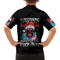 Skull Santa Claus Family Matching Off Shoulder Maxi Dress and Hawaiian Shirt It's Beginning To Look A Lot Like Fuck This - Wonder Print Shop