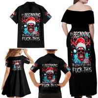 Skull Santa Claus Family Matching Off Shoulder Maxi Dress and Hawaiian Shirt It's Beginning To Look A Lot Like Fuck This - Wonder Print Shop