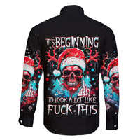 Skull Santa Claus Family Matching Puletasi Dress and Hawaiian Shirt It's Beginning To Look A Lot Like Fuck This - Wonder Print Shop