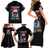 Skull Santa Claus Family Matching Short Sleeve Bodycon Dress and Hawaiian Shirt It's Beginning To Look A Lot Like Fuck This - Wonder Print Shop