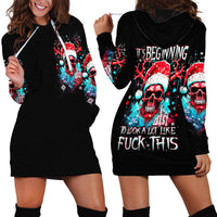 Skull Santa Claus Hoodie Dress It's Beginning To Look A Lot Like Fuck This - Wonder Print Shop