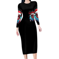 Skull Santa Claus Long Sleeve Bodycon Dress It's Beginning To Look A Lot Like Fuck This - Wonder Print Shop