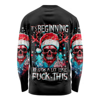 Skull Santa Claus Long Sleeve Shirt It's Beginning To Look A Lot Like Fuck This - Wonder Print Shop