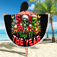 Skull Santa Claus Beach Blanket It's The Most Time Of The Year - Wonder Print Shop