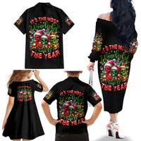 Skull Santa Claus Family Matching Off Shoulder Long Sleeve Dress and Hawaiian Shirt It's The Most Time Of The Year - Wonder Print Shop