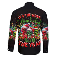 Skull Santa Claus Family Matching Off Shoulder Short Dress and Hawaiian Shirt It's The Most Time Of The Year - Wonder Print Shop