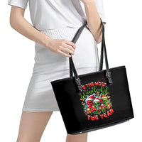 Skull Santa Claus Leather Tote Bag It's The Most Time Of The Year - Wonder Print Shop