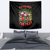 Skull Santa Claus Tapestry It's The Most Time Of The Year - Wonder Print Shop
