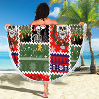 Skeleton Santa Claus Beach Blanket Moodboard Skull Ugly Christmas - Wonder Print Shop