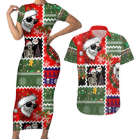 Skeleton Santa Claus Couples Matching Short Sleeve Bodycon Dress and Hawaiian Shirt Moodboard Skull Ugly Christmas - Wonder Print Shop