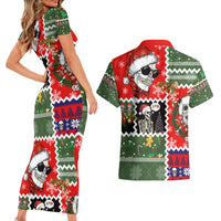 Skeleton Santa Claus Couples Matching Short Sleeve Bodycon Dress and Hawaiian Shirt Moodboard Skull Ugly Christmas - Wonder Print Shop