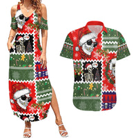 Skeleton Santa Claus Couples Matching Summer Maxi Dress and Hawaiian Shirt Moodboard Skull Ugly Christmas - Wonder Print Shop