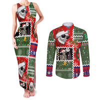 Skeleton Santa Claus Couples Matching Tank Maxi Dress and Long Sleeve Button Shirt Moodboard Skull Ugly Christmas - Wonder Print Shop