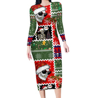 Skeleton Santa Claus Family Matching Long Sleeve Bodycon Dress and Hawaiian Shirt Moodboard Skull Ugly Christmas - Wonder Print Shop