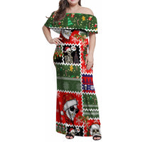 Skeleton Santa Claus Family Matching Off Shoulder Maxi Dress and Hawaiian Shirt Moodboard Skull Ugly Christmas - Wonder Print Shop