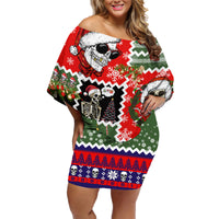 Skeleton Santa Claus Family Matching Off Shoulder Short Dress and Hawaiian Shirt Moodboard Skull Ugly Christmas - Wonder Print Shop