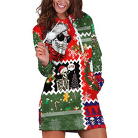 Skeleton Santa Claus Hoodie Dress Moodboard Skull Ugly Christmas - Wonder Print Shop