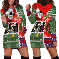 Skeleton Santa Claus Hoodie Dress Moodboard Skull Ugly Christmas - Wonder Print Shop