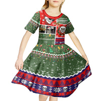 Skeleton Santa Claus Kid Short Sleeve Dress Moodboard Skull Ugly Christmas - Wonder Print Shop
