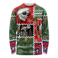 Skeleton Santa Claus Long Sleeve Shirt Moodboard Skull Ugly Christmas - Wonder Print Shop