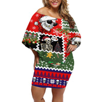 Skeleton Santa Claus Off Shoulder Short Dress Moodboard Skull Ugly Christmas - Wonder Print Shop