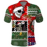 Skeleton Santa Claus Polo Shirt Moodboard Skull Ugly Christmas - Wonder Print Shop