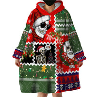 Skeleton Santa Claus Wearable Blanket Hoodie Moodboard Skull Ugly Christmas - Wonder Print Shop