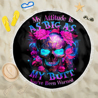 Sugar Skull Beach Blanket My Attitude Is As Big As My Butt You've Been Warned - Wonder Print Shop