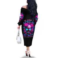 Sugar Skull Family Matching Off Shoulder Long Sleeve Dress and Hawaiian Shirt My Attitude Is As Big As My Butt You've Been Warned - Wonder Print Shop